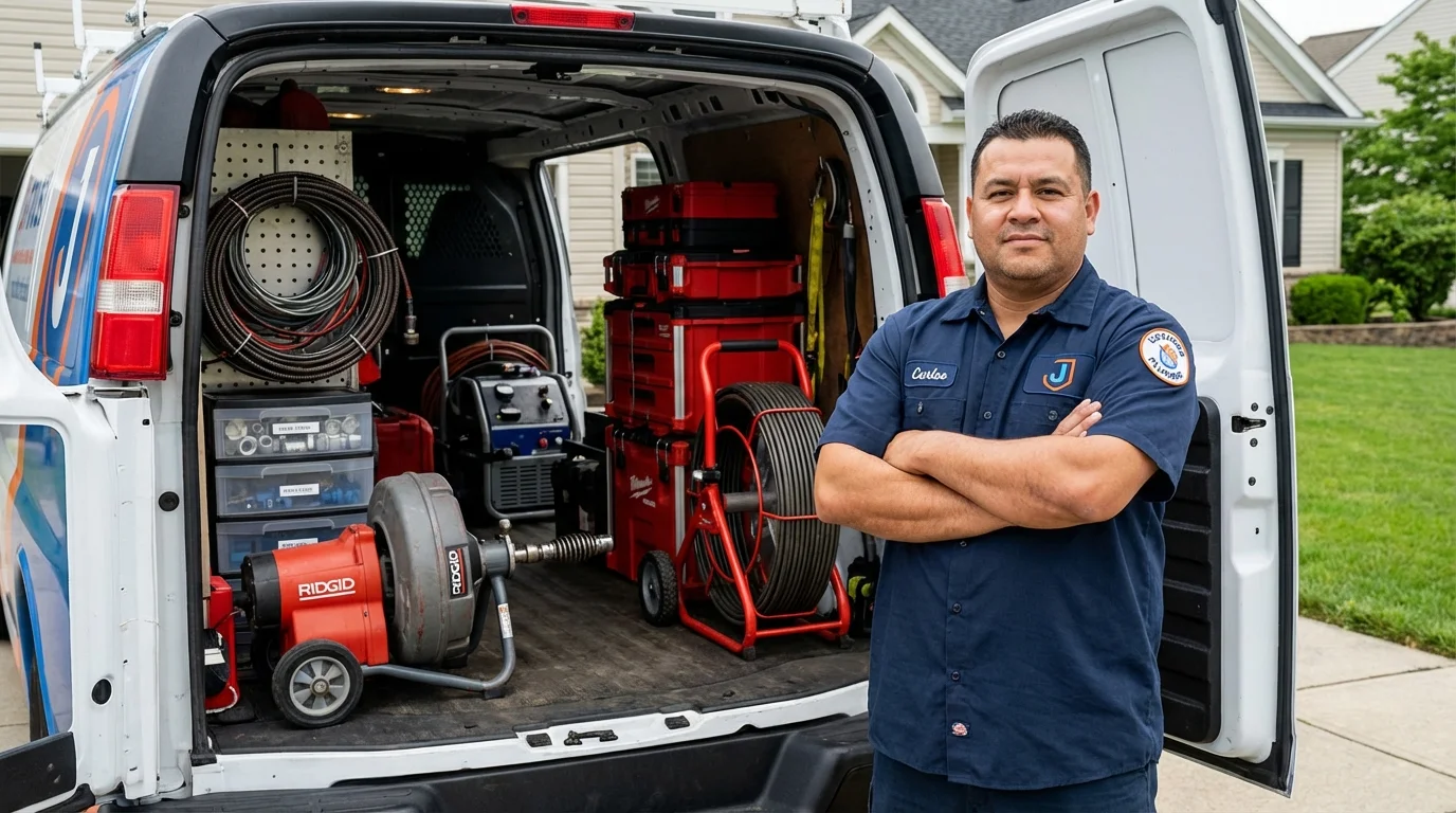 Professional drain cleaning equipment and Johns Plumbing LLC plumber in Nesquehoning