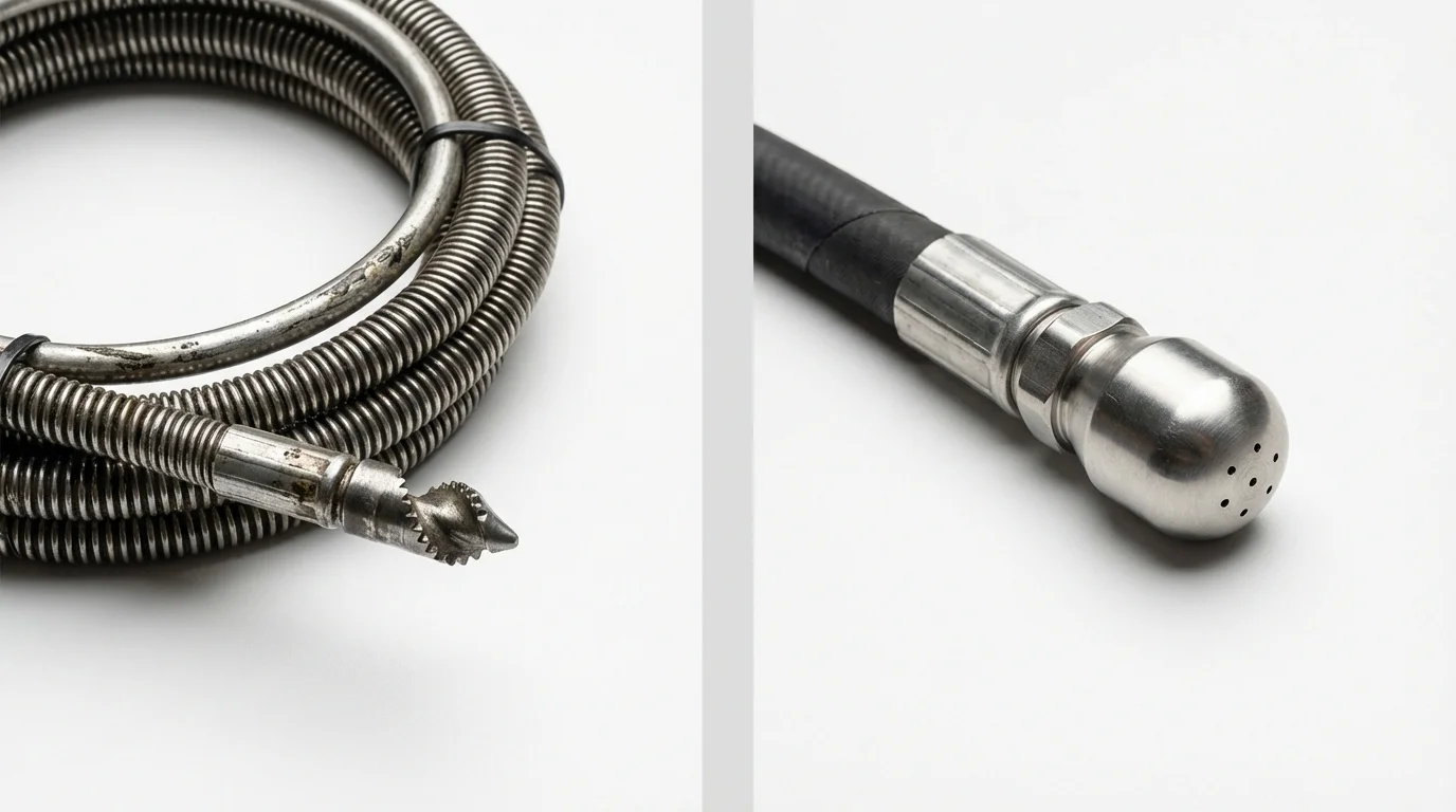 Drain snake cable and hydro jetting nozzle used for drain cleaning in Nesquehoning, PA