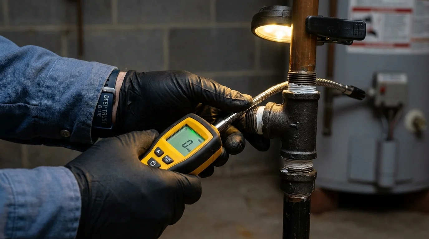 Gas leak detection with electronic sniffer by Johns Plumbing LLC in Nesquehoning