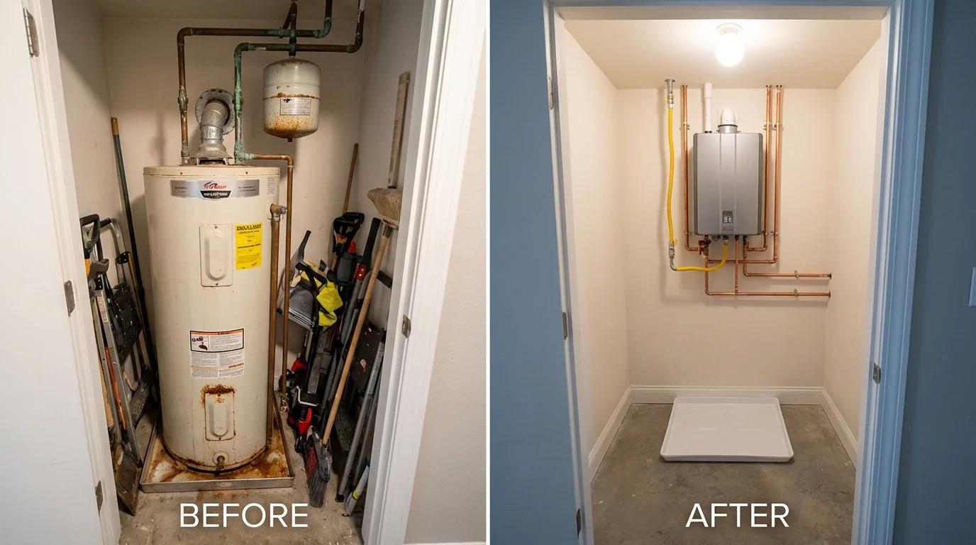 Tank water heater versus wall-mounted tankless unit comparison for Nesquehoning, PA homeowners